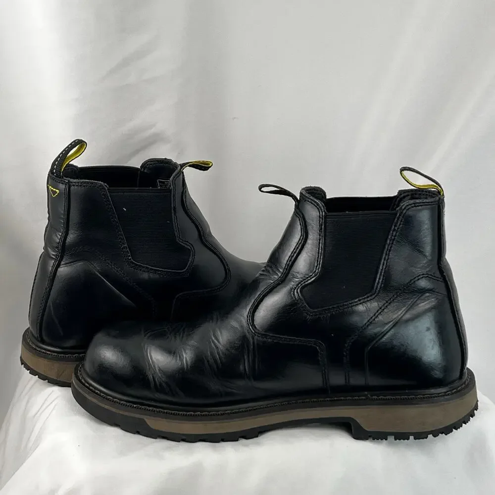ACE Work Boots Men 11 Black Leather Chelsea Slip Oil Resistant ASTM EH